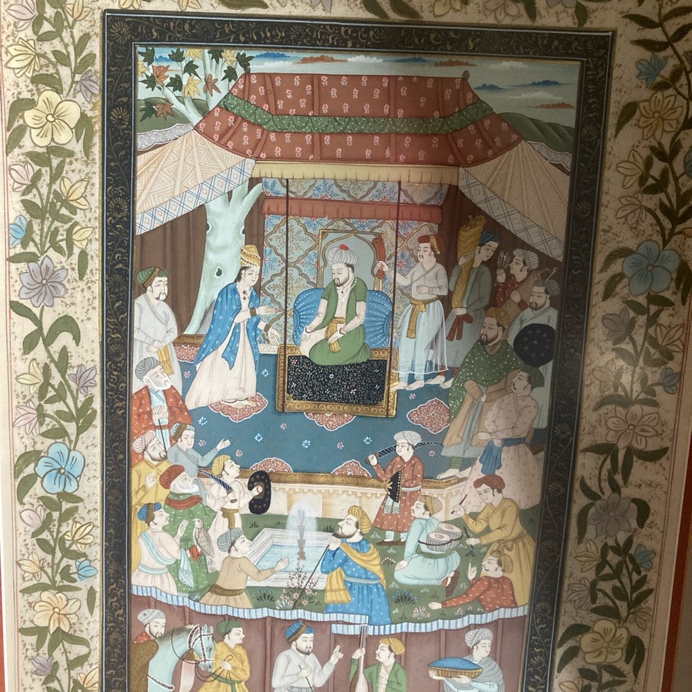Green and Blue Ornate Pavilion Painting Art